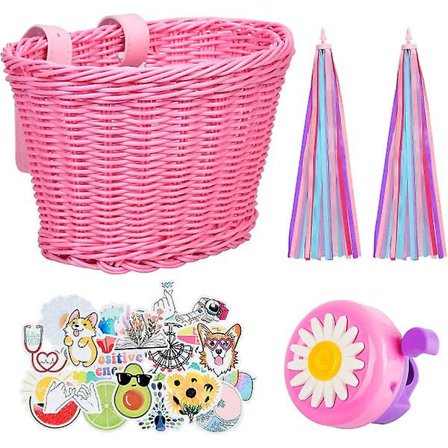 Pink lilla børnecykelkurv med justerbare frontstropper B