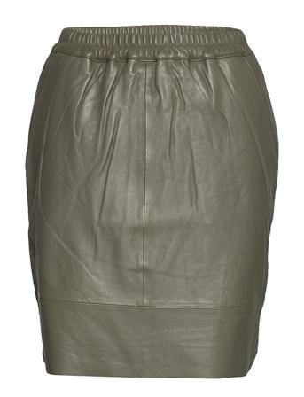 Leather Skirt W. Elastic In Waist Kort Nederdel Grøn Coster Copenhagen