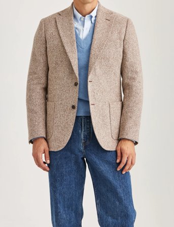 Morris Brushed Herringbone Jacket - Beige - 46