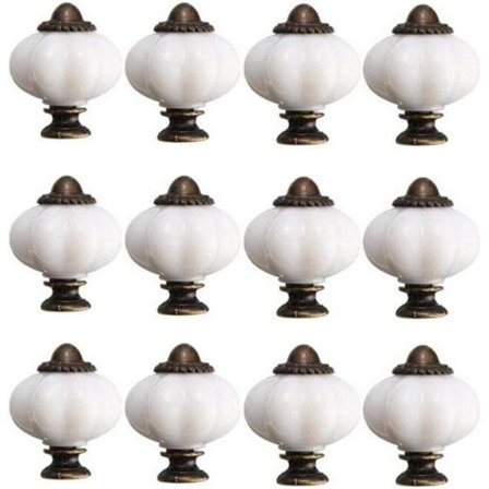 12 stk. skabsknopper 30 mm vintage keramiske skabslågeknopper med 12 skruer hvide porcelænsknopper til skabe og skuffer