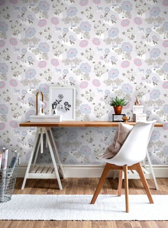 Duro Blomsteräng 398-02 Tapet Duro 1900 Ljusgrå, Färg & tapeter