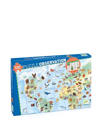 World ́s Animals + Booklet Toys Puzzles And Games Puzzles Classic Puzzles Multi/mönstrad Djeco