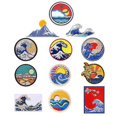 12 stk. Wave Off Patch broderet applikation stryge på sy på emblem til håndværk, dekoration og gør-det-selv tøj