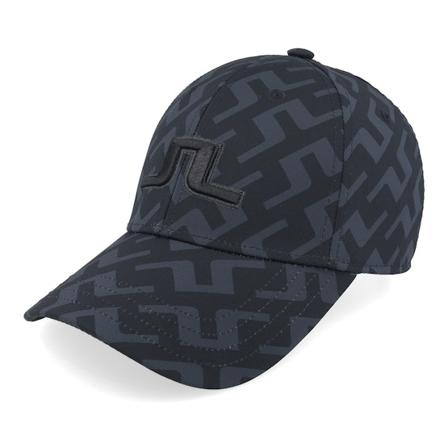 J.Lindeberg - Anga Printed Cap Bias Bridge Black Adjustable Adjustable Black Cap - @ Hatstore