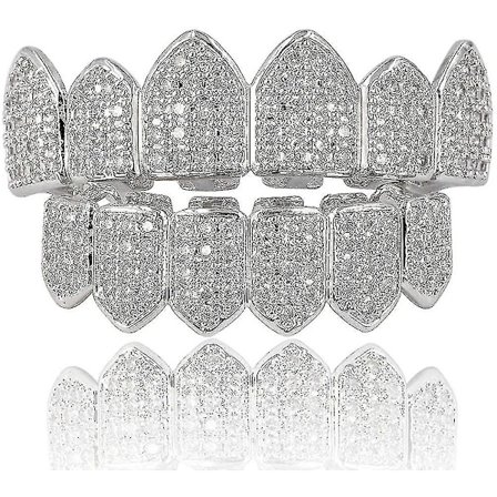 18 karat guldbelagte Macro Pave CZ Iced-out Grillz med ekstra støbeforme inkluderet