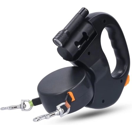 Dobbelt Hundesnor til 2 Hunde, Udtrækkelig Hundesnor til Hunde Op Til 25 kg/55 lbs, 3M Strækbar Stærk Nylon