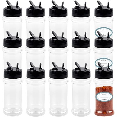 Krydderiglas 14-pak 90 ml Klar Plast Krydderiglas med Dryslåg