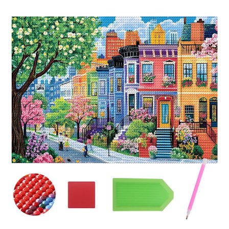 Värikkäät Street Diamond Painting -sarjat Taide Aikuiset Diamond Dots Pyöreä 5D Täysi Porakruunu Täysi Pyöreä Porakruunu Diamond Arts -sarjat 