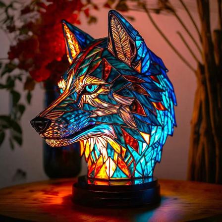 Animal Bordlampe Series Stained Stained Night Light Retro Skrivebordslamper Gave [DB] unicorn
