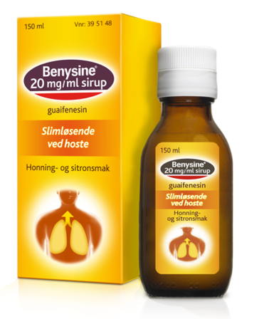 Benysine 20 mg/ml sirup med honning- og sitronsmak 150 ml