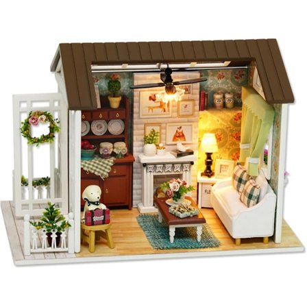 DIY Miniature Dukkehjem Sæt Realistisk Mini 3D Træhus Håndværk Værelse med Møbler Lys