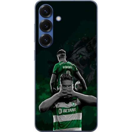 Kompatibel Mobilcover til Samsung Galaxy S25+ Neonmotiv med teksten "Gaming er i mit DNA" på en blå og rød murvæg med en lysende DNA-spiral.