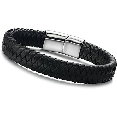 Flätad läderarmband herr armband fashionabel utan stålspänne . 1 st, svart