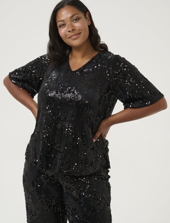 Kaffe Curve Kcnicoleen Sequin Blouse - Black - M
