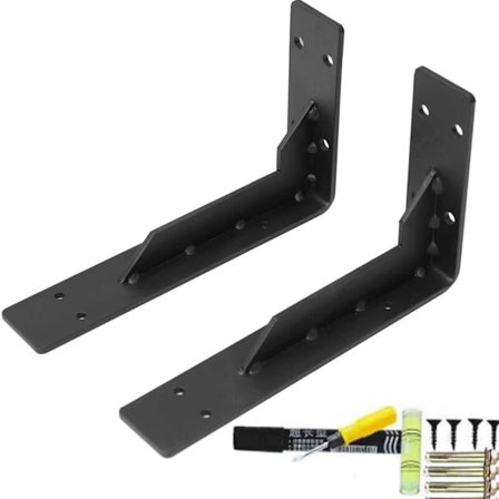 Hyllfäste, 20 cm Vägghylla vinkelrätt L-form, Väggfäste Heavy Duty-fästen 500 kg, Järnhylla 1