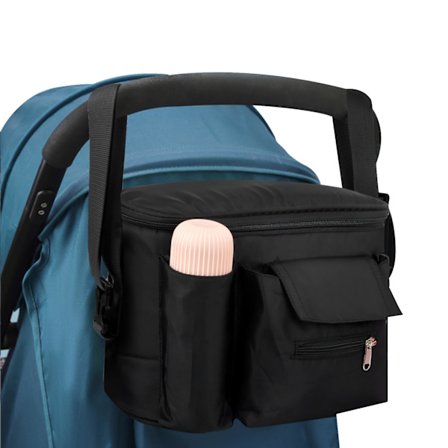 Barnvagn Förvaringsväska, Universal Barnvagnsorganisatör, Barnvagns Skötväska, Stor Kapacitet Barnvagns Väska för Flaskor, Blöjor, Leksaker, 