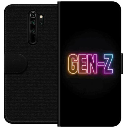 Yhteensopiva Lompakkokotelo Xiaomi Xiaomi Redmi Note 8 Pro Neontext Gen Z värikkäässä valossa tummaa taustaa vasten modernissa digitaalisessa tyy