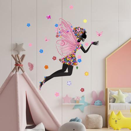 1 kpl Sarjakuva Taika Värikäs Perhonen Keiju Tyttö Siivet Irrotettava Seinätarra Tarrat, Lapset Vauva Makuuhuone Lastentarha DIY Koristeelliset Liimat