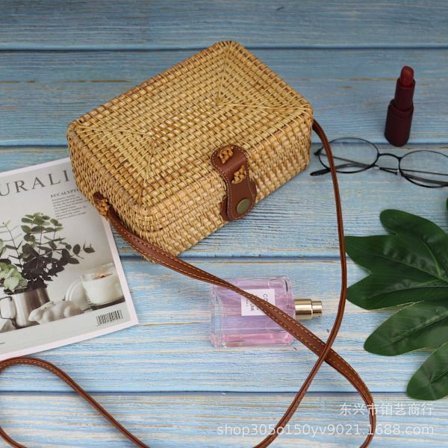 Rottingväska Handvävd väska Halmväska Liten rund hink axelväska