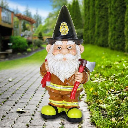 Sort hat brandmand Fred gnome gammel mand have statue dekoration ornament