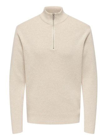 ONLY & SONS Onsting Life Reg Half Zip Knit Noos - Cream - L