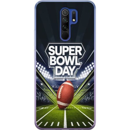 Yhteensopiva Puhelinkuori Xiaomi Redmi 9 Super Bowl Day juliste, jossa amerikkalainen jalkapallo valaistuksella varustetulla areenalla dramaattisessa