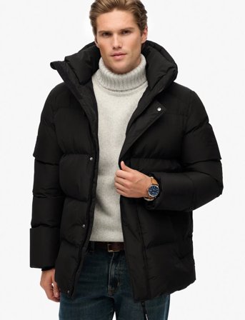 Superdry Hooded 5 Baffle Sports Puffer - Black - L