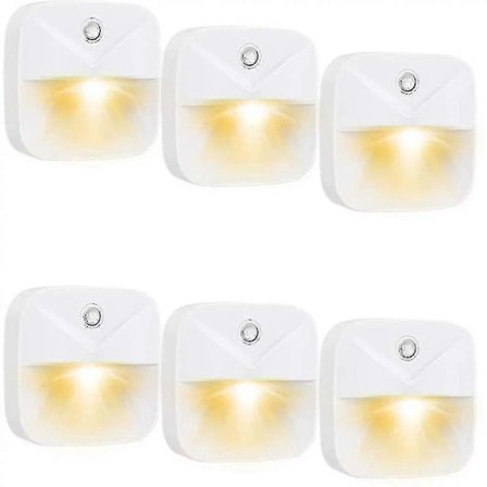 6-pakning Sensor Nattlampe Intelligent LED Nattlampe Induksjonsnattlampe Varm LED Sensorlampe