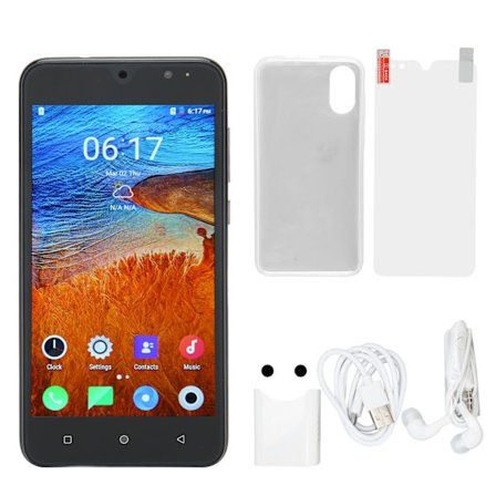 5,5 tums smartphone HD-skärm ansiktsigenkänning 4 GB RAM 32 GB ROM Android 10 mobiltelefon 100 V till 240 V svart EU-kontakt