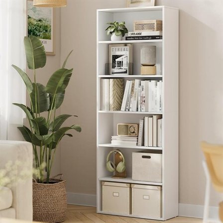 Bogreol med 6 hylder - Hvid