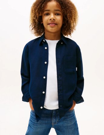 Tommy Hilfiger Linen Blend Relaxed Shirt Ls - Navy - 176