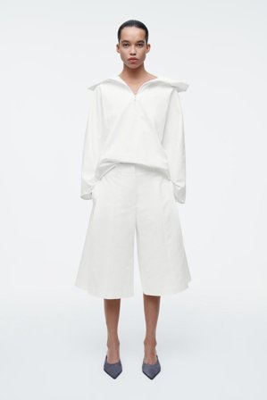 COS Women's Tailored Wide Leg Shorts in White