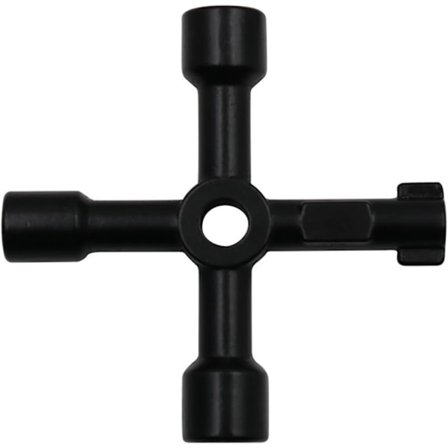 Firkantnøgle, 4-vejs multifunktionsnøgle, 4-vejs adgangskryds til styreskabsventil vandmåler (Sort)