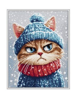 Diamond painting Grinig vinterkatt