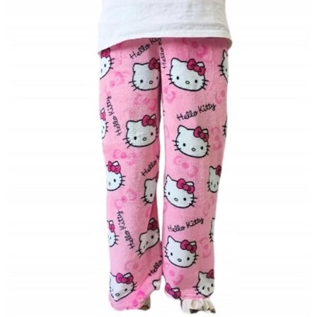 Tecknade HelloKitty Flanell Pyjamas Plysch och tjock isolerande pyjamas för kvinnor - Rosaröd