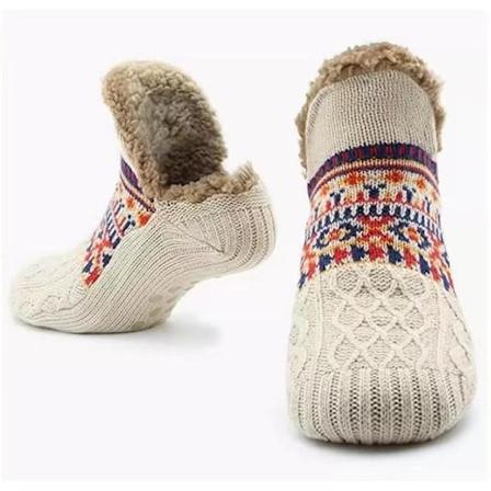 Lämpimät ja mukavat sukat fleece-vuorella ja liukuestepohjallisilla Valkoinen Valkoinen 40-42