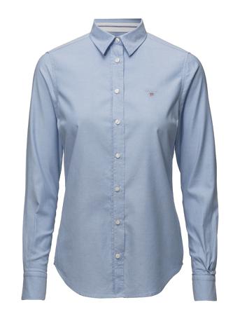 Stretch Oxford Solid Långärmad Skjorta Blå GANT