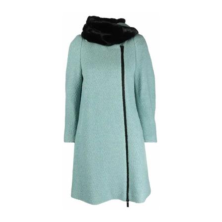 Emporio Armani Single-Breasted Coats Blå, Dame Uldfrakker