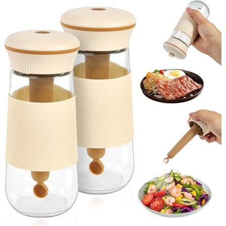 2-i-1 Saltströare, Set med salt- och pepparströare i glas med 1g mätsked, 2 st Salt- och pepparbehållare Bondgård Söta saltströare för kök, Ea