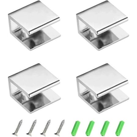 4 stk Glassklemmer, Sink-legering Glassklips Rektangel For 8-12 mm Justerbare Baderom Glassholdere, For Pudderrom, Balkong