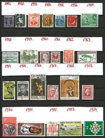 50 forskellige lande - Frimærkepakke med 50 forskellige frimærker 1951-2000 - Stemplet