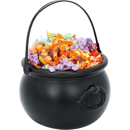 Stor Halloween Svart Kittel 8 Tum, Halloween Godis Kittel, Godis Gryta, Gryta och Hink, Svart Häxkittel Godis Stativ