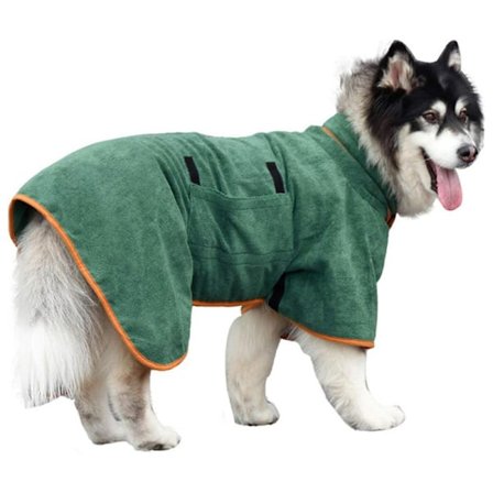 Hundetørrekåbe Badekåbe Håndklæde, Mikrofibermateriale Hurtigtørrende Superabsorberende Hundebadekåbe Grøn