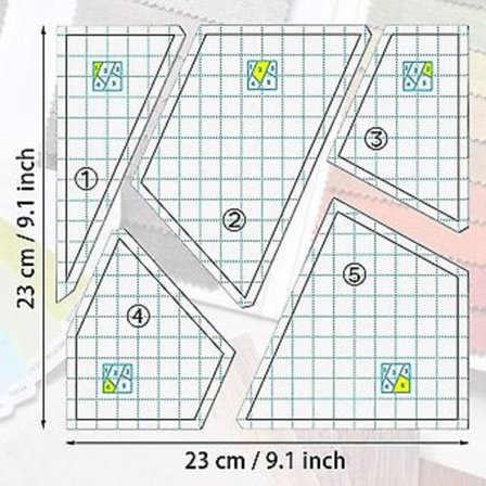 5 Delar Quiltmall Set Sömnadslinjal Gör-det-själv Handlapp Quiltlinjal Quiltmall