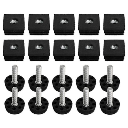 10 stk. justerbare m8 gevind møbelfødder 3x3cm firkantet bordbensprop [DB]