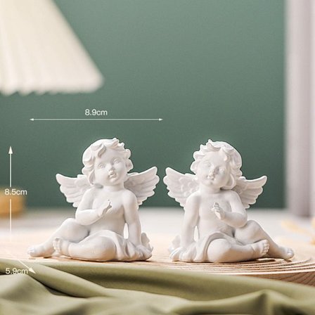 Sett med 2 stk søte engler dekorative harpiks skulptur hjem dekor eng