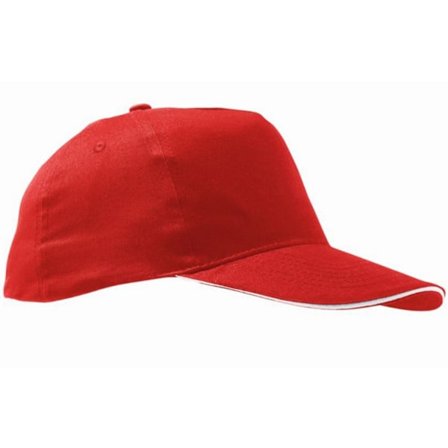 SOLS Unisex Sunny 5 Panel Baseball Cap ONE Röd/Vit