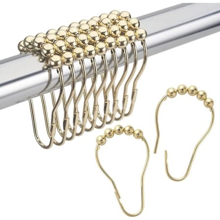 12-pack duschdraperiringar i rostfritt stål och rostfritt duschdraperi