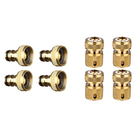 4 stk hageslange koblinger og 4 stk messing slangekoblinger