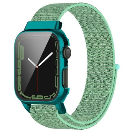 Apple Watch (41 mm) klockarmband i nylon + härdat glas - Grön Grön